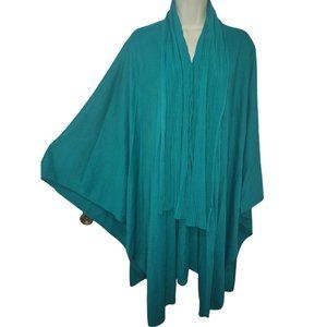 Honey Collection Aqua Green Cape Shawl Cardigan Sweater w/ Scarf